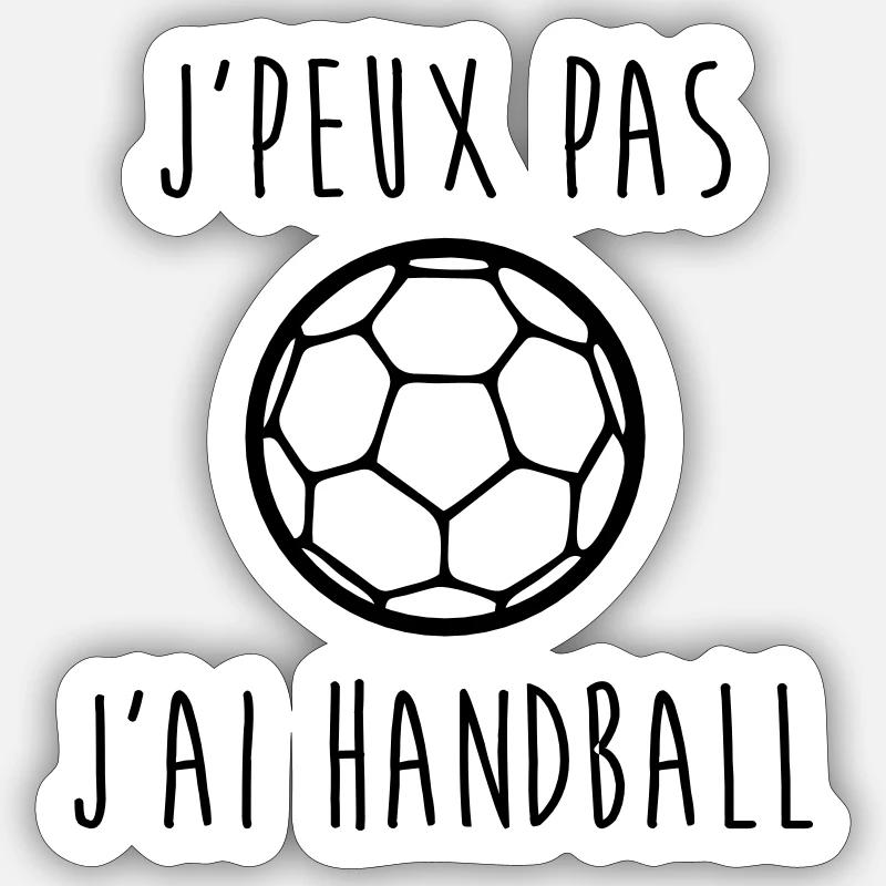 j'peux pas j'ai handball - Sticker taille S (10 x 10 cm) - blanc mat