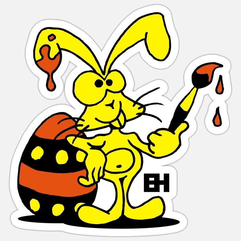 Lapin de Pâques - Sticker taille S (10 x 10 cm) - blanc mat