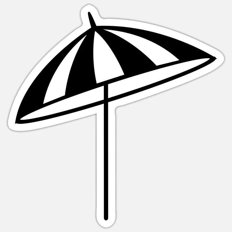 Schirm - Strand - Sticker Größe S (10 x 10 cm) - Mattweiß