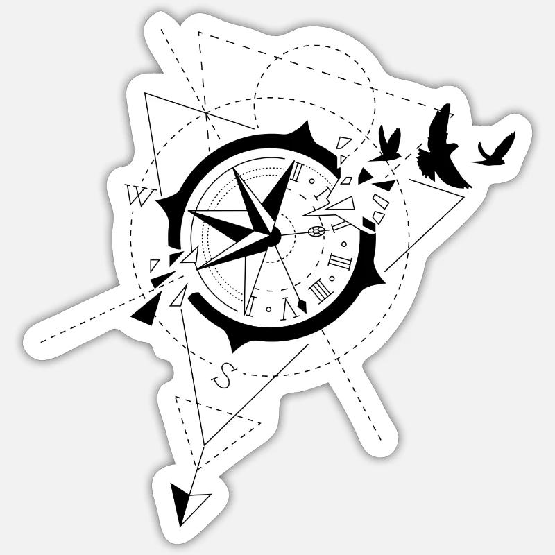 Kompass - Sticker Größe S (10 x 10 cm) - Mattweiß
