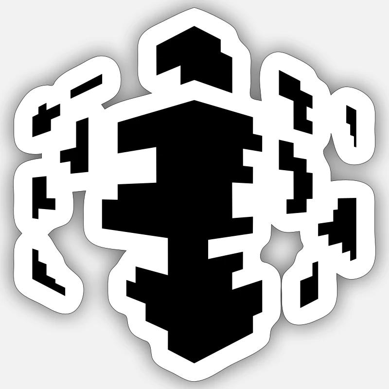 Pixel Würfel - Sticker Größe S (10 x 10 cm) - Mattweiß