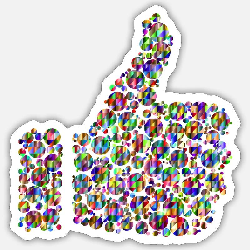 pouce arc-en-couleur - Sticker taille S (10 x 10 cm) - blanc mat