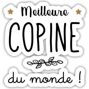 meilleure copine du monde - Sticker taille S (10 x 10 cm) - blanc mat - Devant