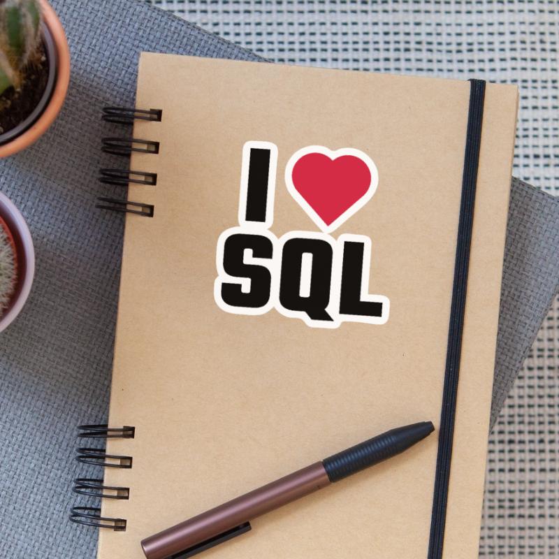 J'aime SQL Sticker taille S (10 x 10 cm)
