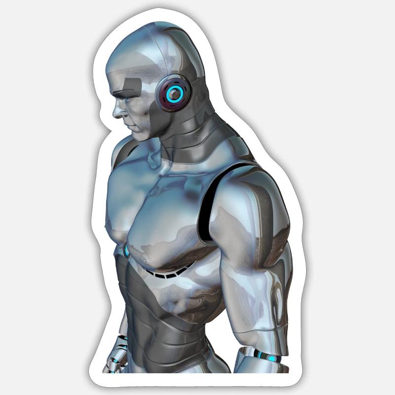 Rob le cyborg - Sticker taille S (10 x 10 cm) - blanc mat
