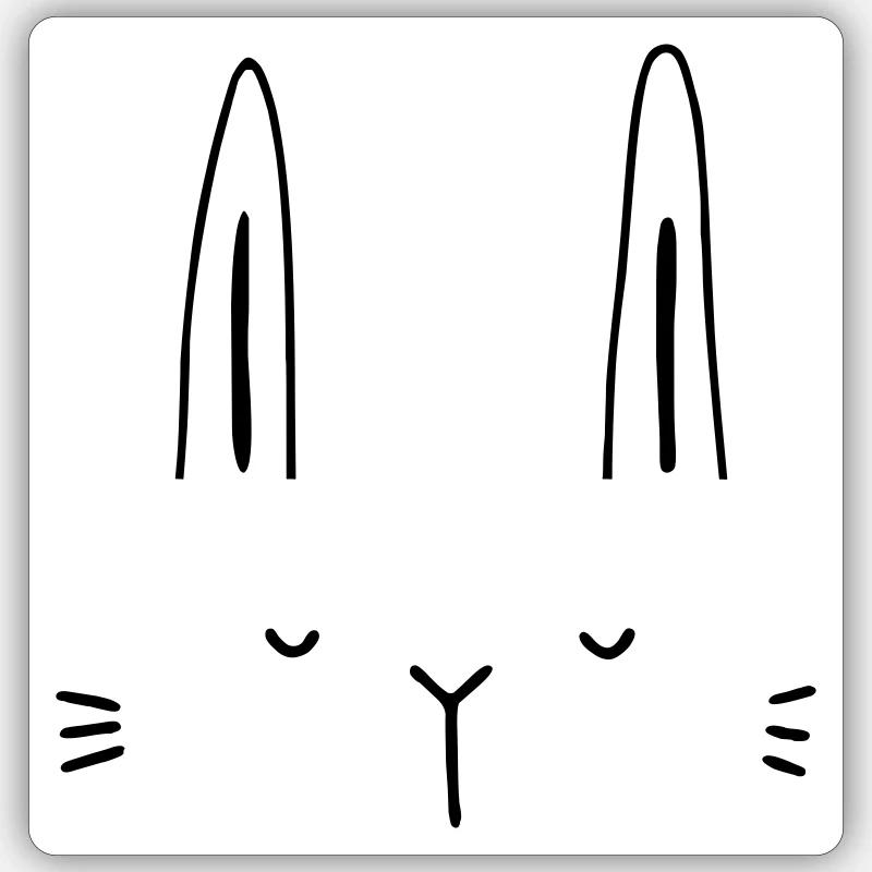 Hase Hasengesicht Gesicht Geschenkidee - Sticker Größe S (10 x 10 cm) - Mattweiß