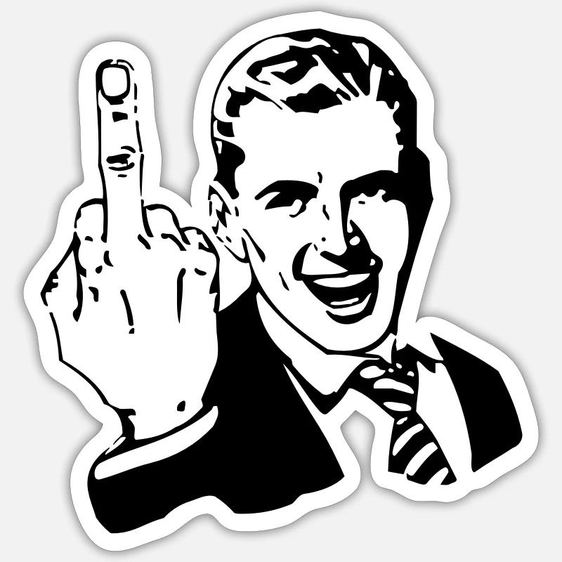Mittelfinger - Sticker Größe S (10 x 10 cm) - Mattweiß