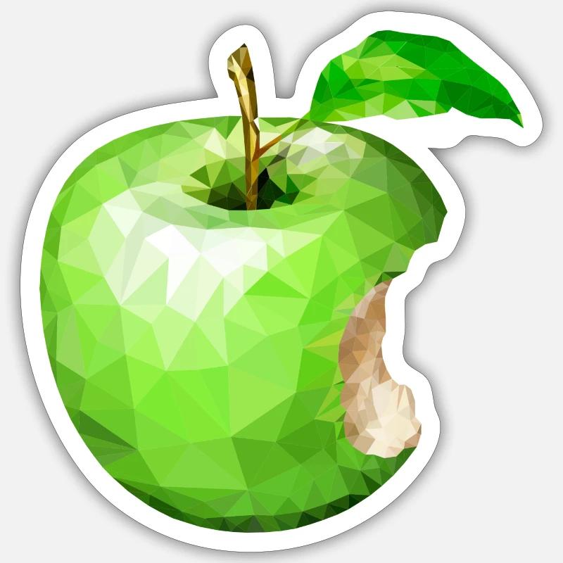 Apfel,Kunst,Obst - Sticker Größe S (10 x 10 cm) - Mattweiß