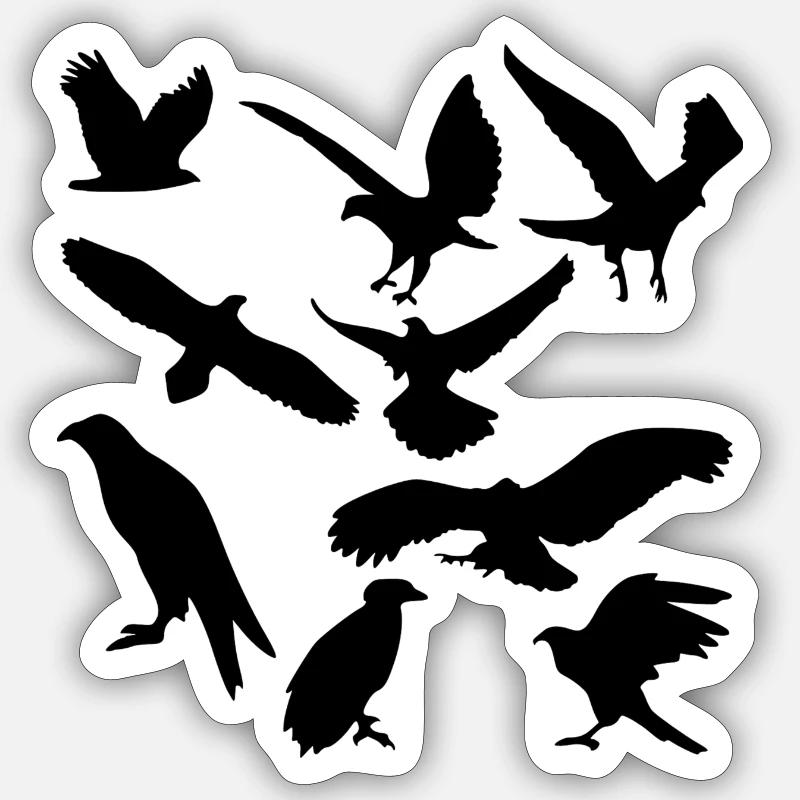 oiseaux - Sticker taille S (10 x 10 cm) - blanc mat