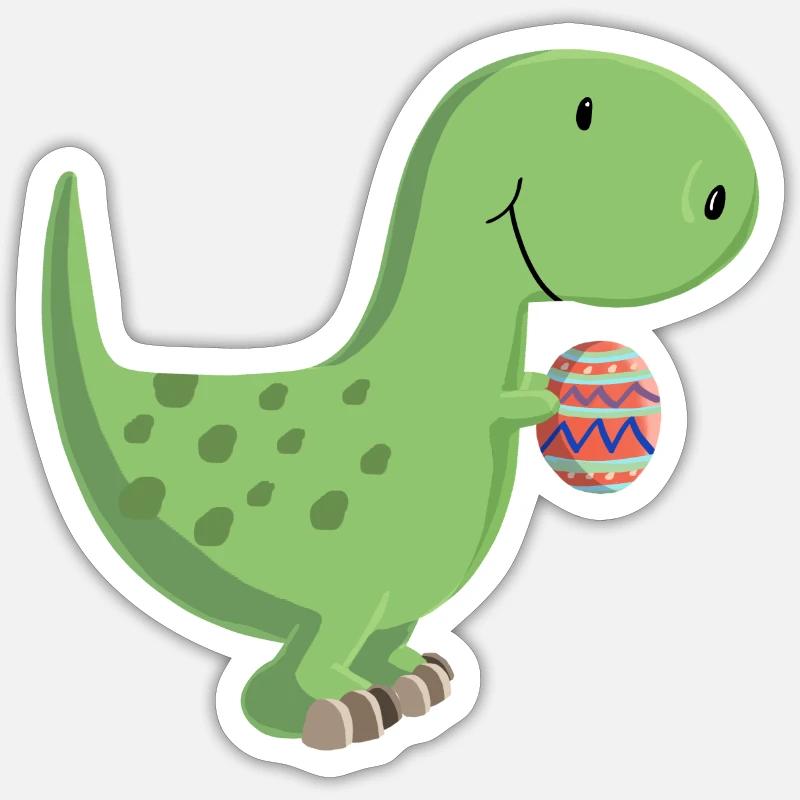 Dino mit Ei - Sticker Größe S (10 x 10 cm) - Mattweiß