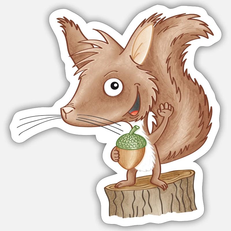 keckes Eichhörnchen - Sticker Größe S (10 x 10 cm) - Mattweiß