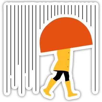Mensch im Regen - Minimal - Sticker Größe S (10 x 10 cm) - Mattweiß - Vorne