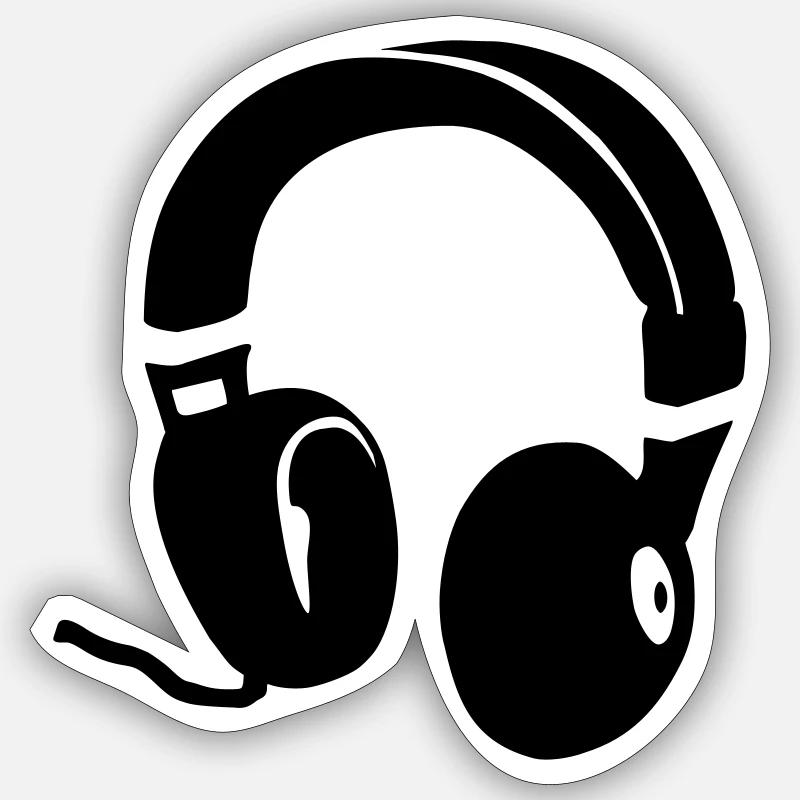 Kopfhörer - Sticker Größe S (10 x 10 cm) - Mattweiß
