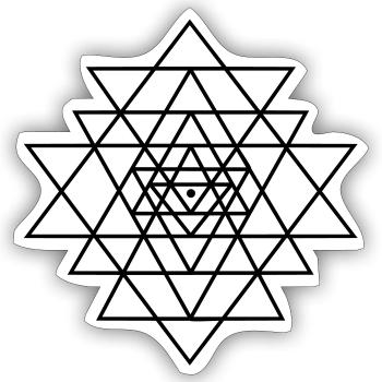 Shri Yantra Yoga Méditation Zen Géométrie sacrée - Sticker taille S (10 x 10 cm) - blanc mat - Devant
