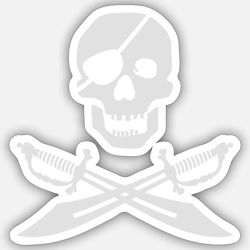 Pirate stylisé - Sticker taille S (10 x 10 cm) - blanc mat