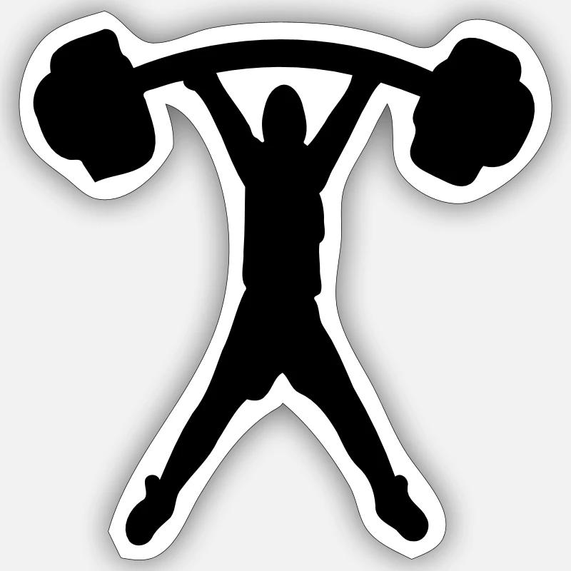 Man & dumbelle Sticker taille S (10 x 10 cm)