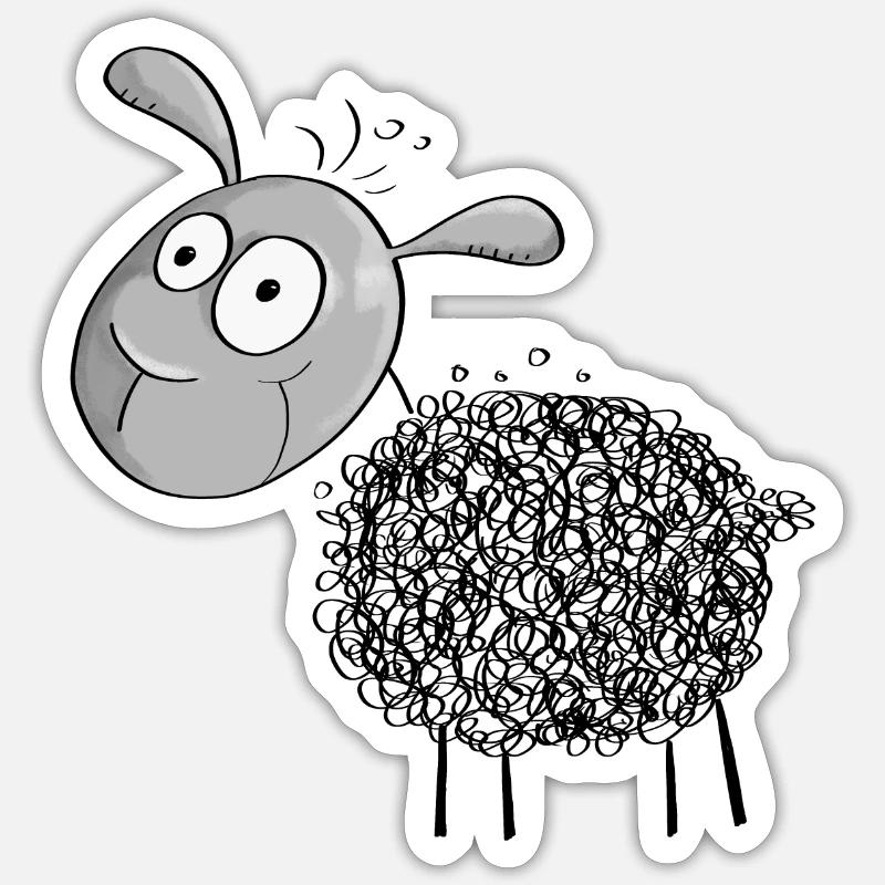 Kleines Wollschaf - Schaf Comic Sticker Größe S (10 x 10 cm)