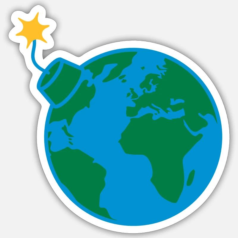 Earth globe planet world round globe circle text Sticker size S (10 x 10 cm)