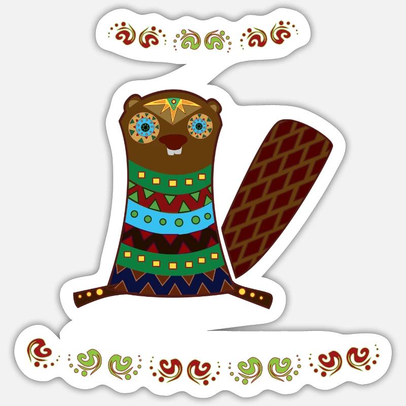 Biber - Sticker Größe S (10 x 10 cm) - Mattweiß