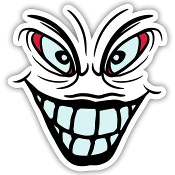 psychopath verrueckt clown joker grinsen mund fres - Sticker Größe S (10 x 10 cm) - Mattweiß - Vorne