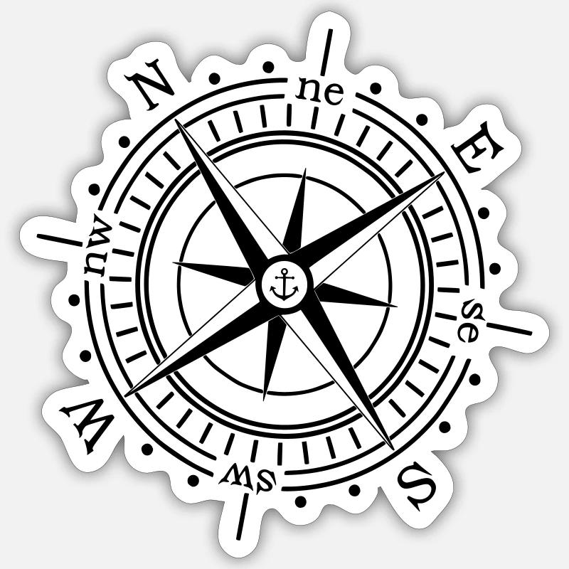 Compass Anchor maritime Nautical Seafaring Sticker size S (10 x 10 cm)
