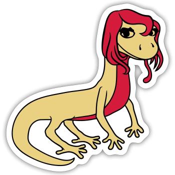 frau weiblich huebsch girl maedchen sexy eidechse - Sticker Größe S (10 x 10 cm) - Mattweiß - Vorne