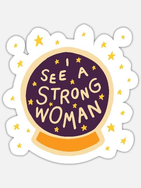 Starke Frau Grafik - Sticker Größe S (10 x 10 cm) - Mattweiß