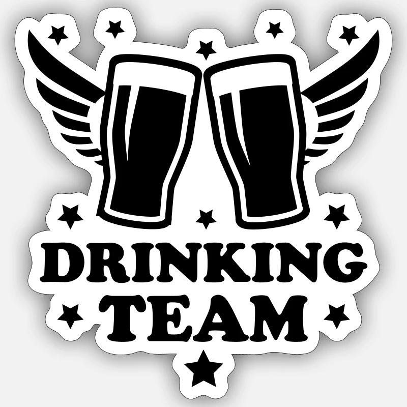 12 Drinking Team zwei glas Bier Prost - Sticker Größe S (10 x 10 cm) - Mattweiß