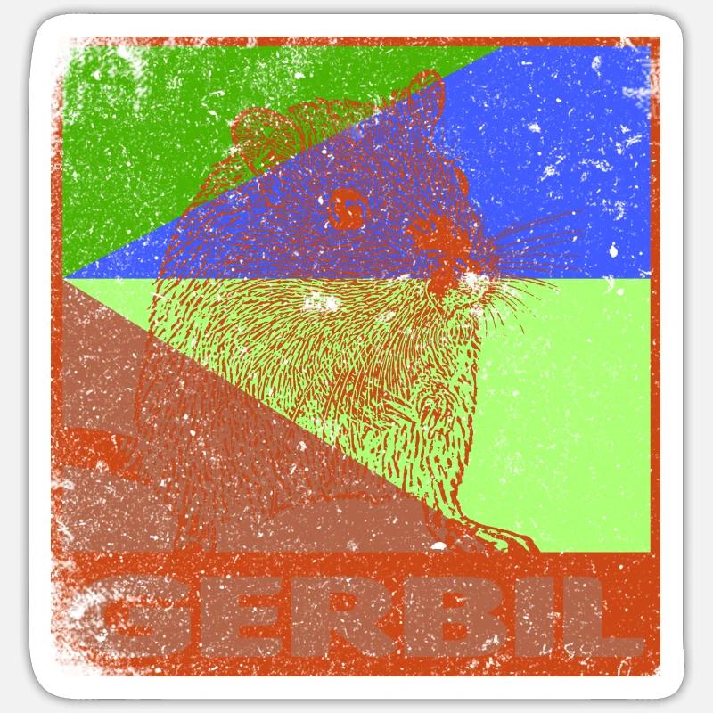 Gerbil dans le look used Sticker taille S (10 x 10 cm)