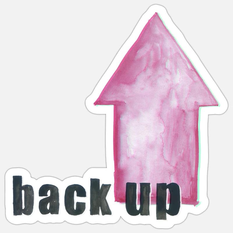 das Backup - das arty nerd -Shirt schwarz-magenta - Sticker Größe S (10 x 10 cm) - Mattweiß