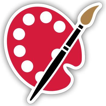 Maler Künstler Grafiker Pinsel Farbpalette - Sticker Größe S (10 x 10 cm) - Mattweiß - Vorne