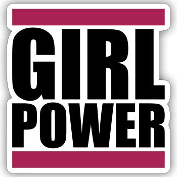 girl power text spruch cool weiblich frau maedchen - Sticker Größe S (10 x 10 cm) - Mattweiß - Vorne