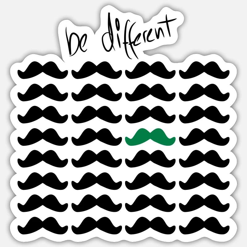 Mustache Moustache "be different" 2c - Sticker taille S (10 x 10 cm) - blanc mat