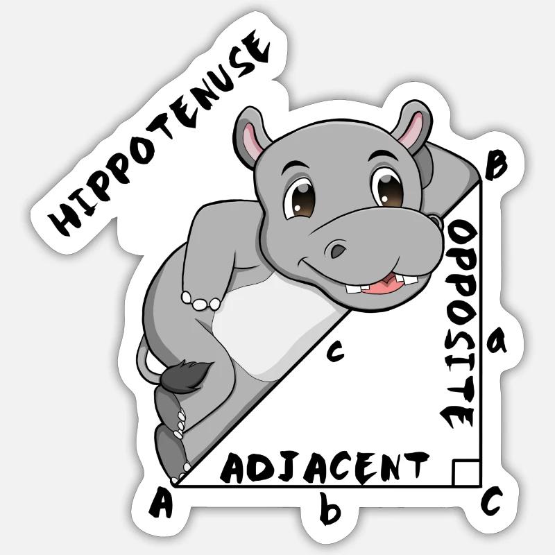 Hippotenuse Cool Fun Shirt Pythagoras Mathe Lovers - Sticker Größe S (10 x 10 cm) - Mattweiß