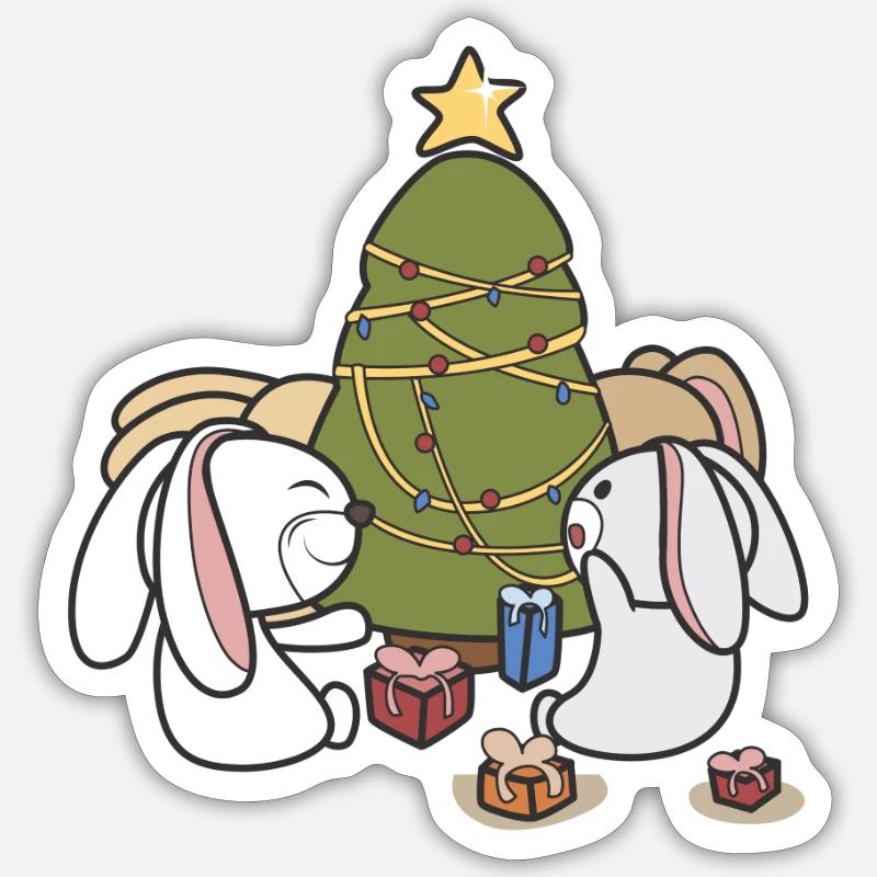 Christmas Rabbit - Sticker size S (10 x 10 cm) - white matte