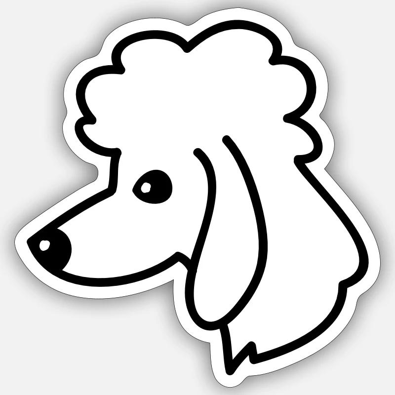 Portrait de caniche - Sticker taille S (10 x 10 cm) - blanc mat