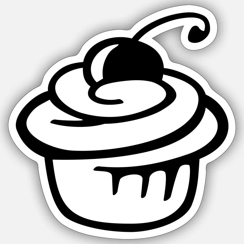 Cupcake Kirsche – Süßer Kuchen & Partyspaß Sticker Größe S (10 x 10 cm)