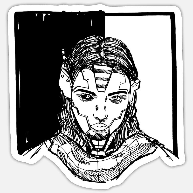 Female Robot, Cyborg, Android, Robot Sticker size S (10 x 10 cm)