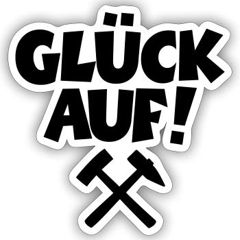 Glück auf mit Schlägel und Eisen - Sticker Größe S (10 x 10 cm) - Mattweiß - Vorne