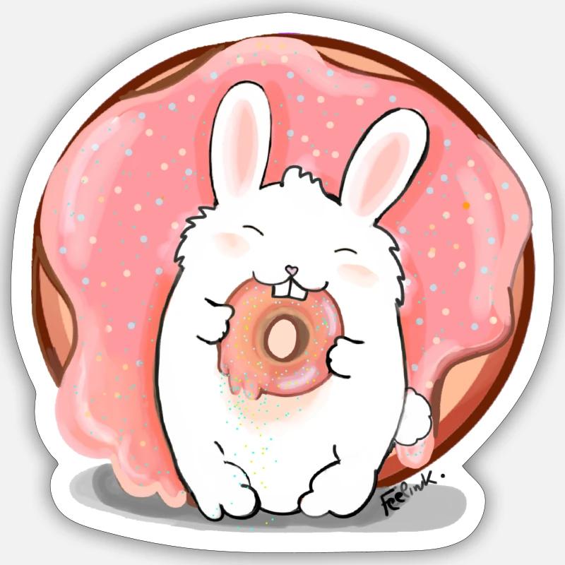 Bunny rabbit sweet with donut Easter bunny Sticker size S (10 x 10 cm)