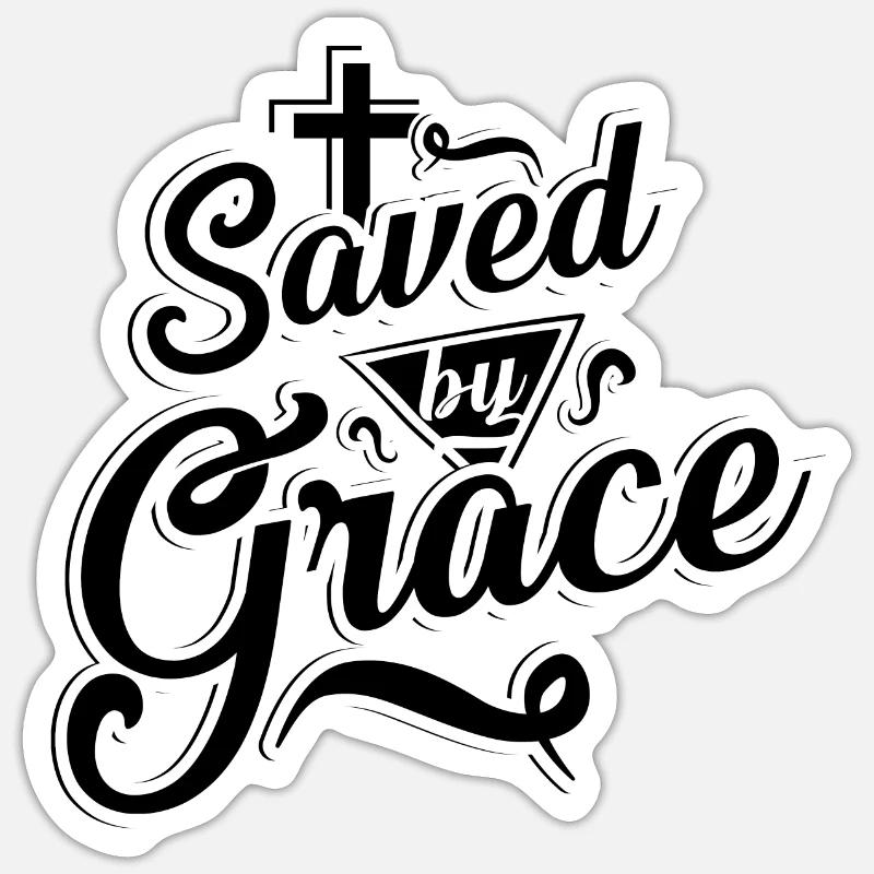 Saved by Grace Gnade - Sticker Größe S (10 x 10 cm) - Mattweiß