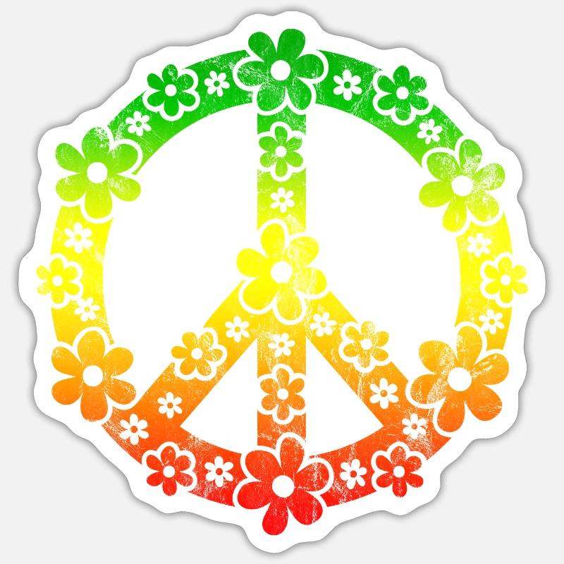 Reggae Peace - Sticker taille S (10 x 10 cm) - blanc mat