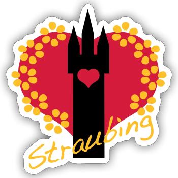 i love straubing - Sticker Größe S (10 x 10 cm) - Mattweiß - Vorne