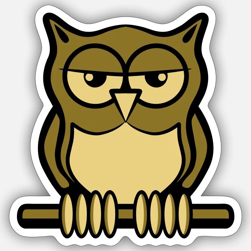 Nature de forêt oiseau chouette - Sticker taille S (10 x 10 cm) - blanc mat