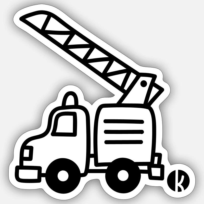 Fire Department pumper - Sticker size S (10 x 10 cm) - white matte