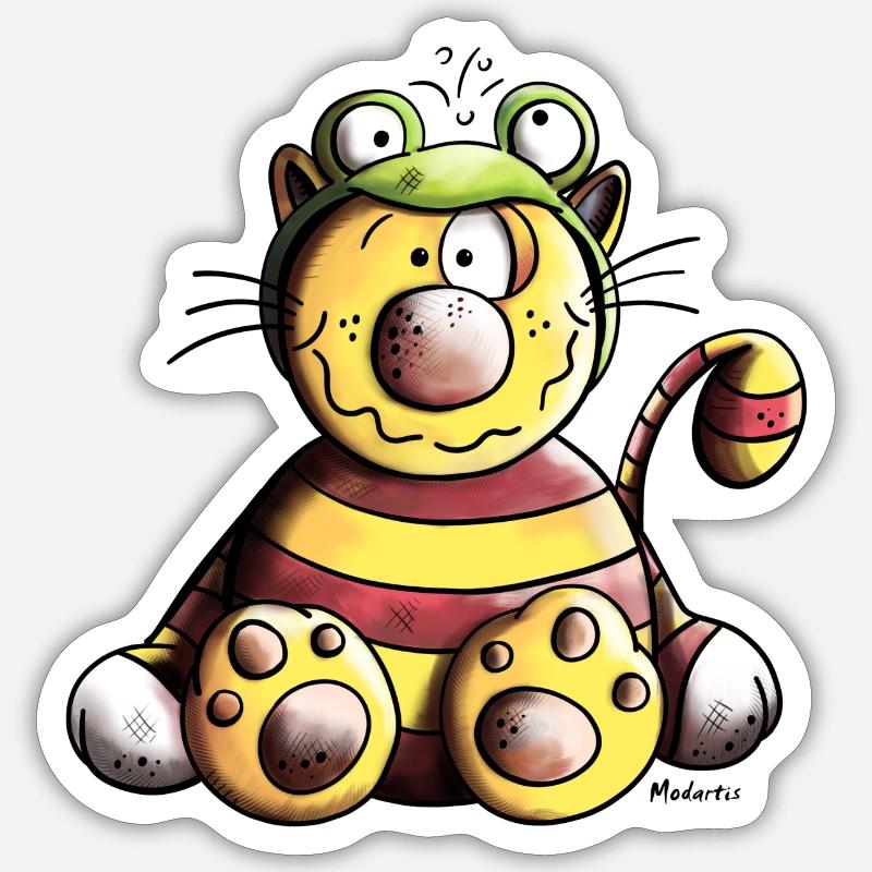 Mignon Chat - Sticker taille S (10 x 10 cm) - blanc mat