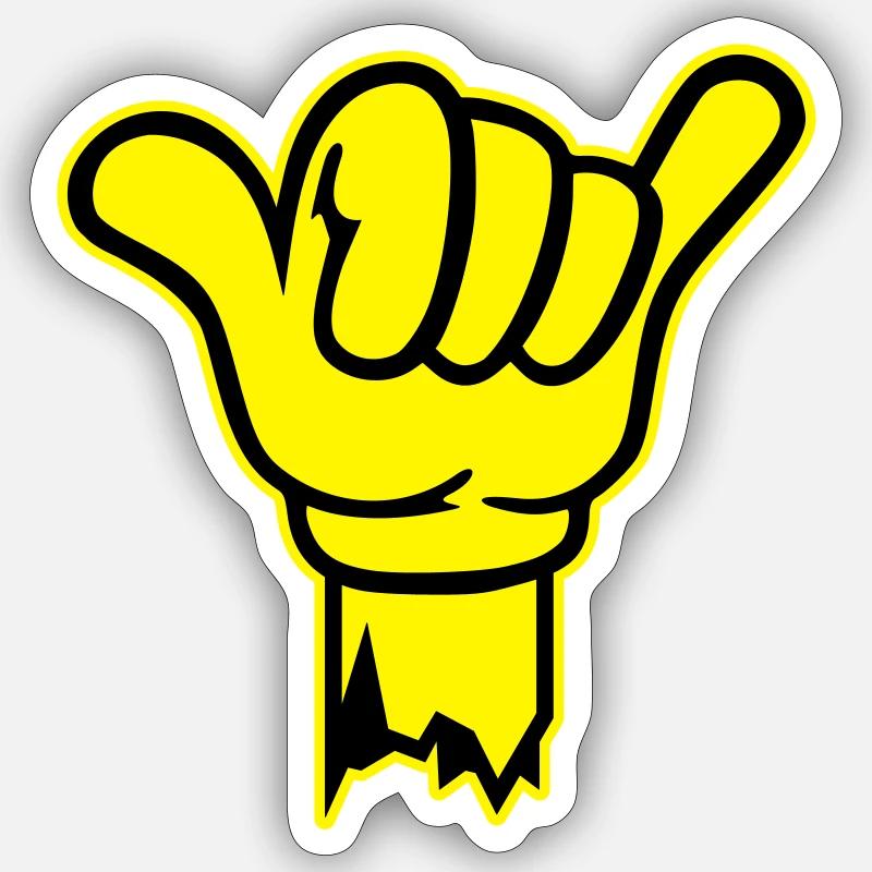 hand shaka finger - Sticker Größe S (10 x 10 cm) - Mattweiß