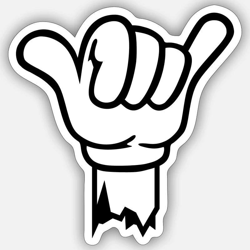 geste hand shaka - Sticker Größe S (10 x 10 cm) - Mattweiß