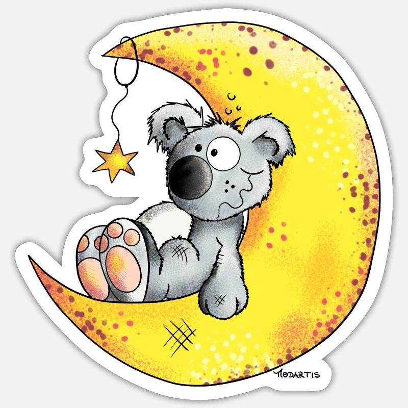 Koala im Mond - Sticker Größe S (10 x 10 cm) - Mattweiß