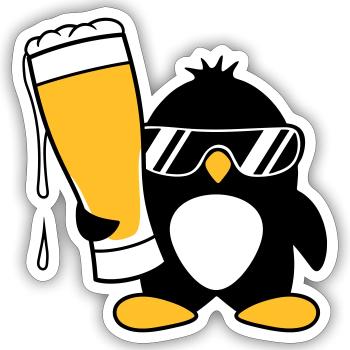 penguin sunglasses party celebrate beer alcohol gla - Sticker size S (10 x 10 cm) - white matte - Front